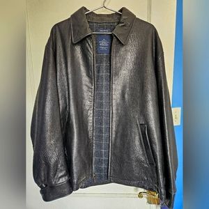 Black Nautica Leather Jacket Men's XL